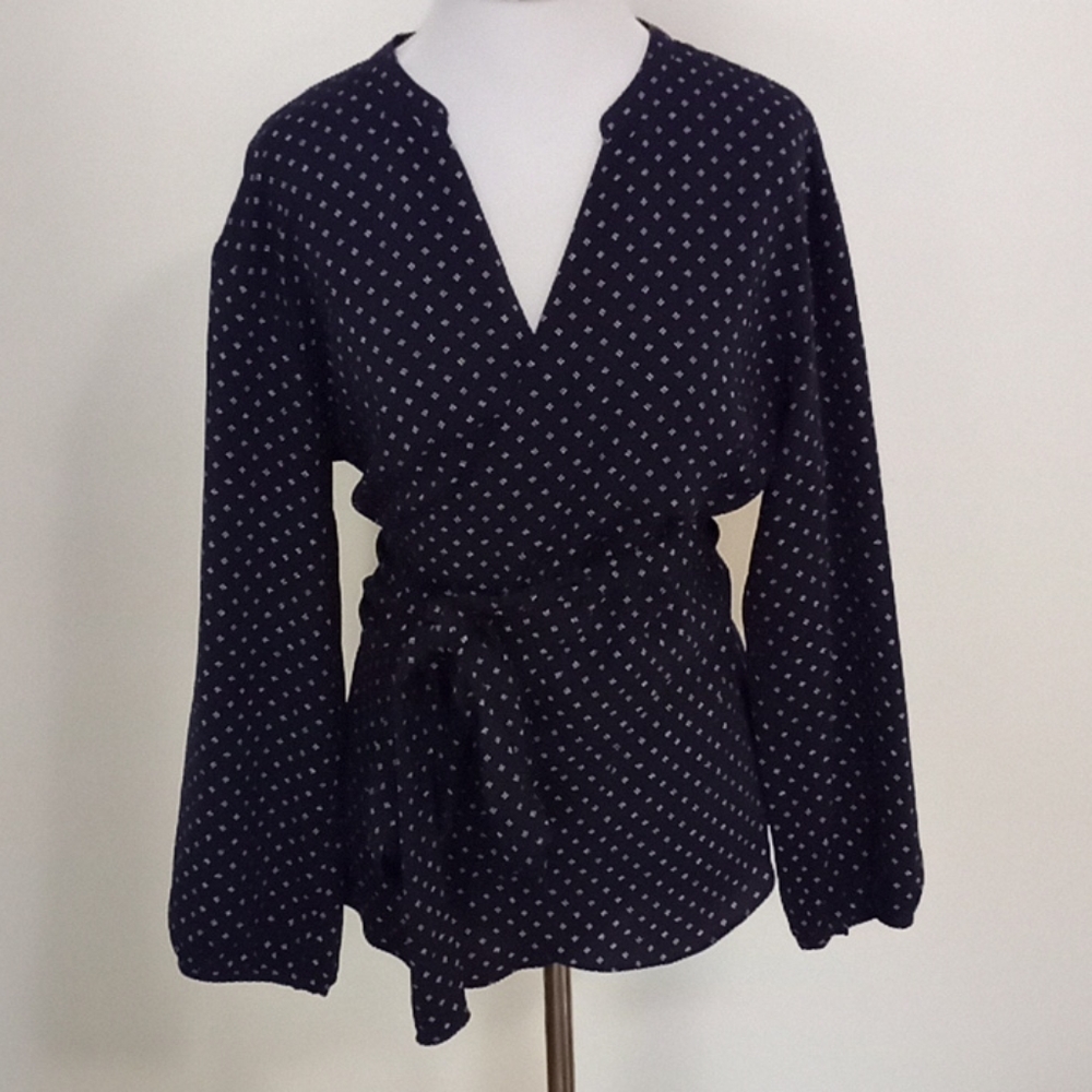 Wrap long sleeve blouse